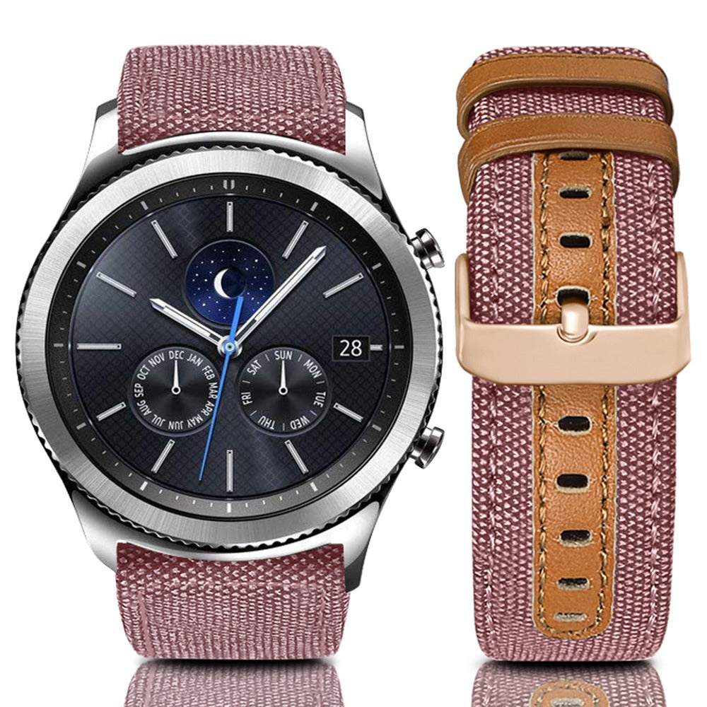 For Huawei Watch GT 3 Pro 43mm / 46mm / Watch GT 2 Pro 22mm Watch Strap Canvas Coated Genuine Leather Adjustable Wrist Band Replacement