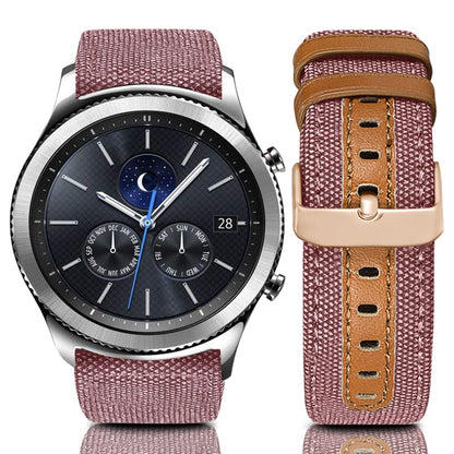 For Huawei Watch GT 3 Pro 43mm / 46mm / Watch GT 2 Pro 22mm Watch Strap Canvas Coated Genuine Leather Adjustable Wrist Band Replacement
