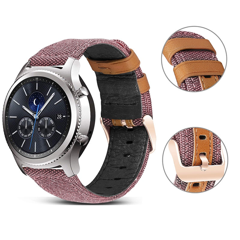 For Huawei Watch GT 3 Pro 43mm / 46mm / Watch GT 2 Pro 22mm Watch Strap Canvas Coated Genuine Leather Adjustable Wrist Band Replacement