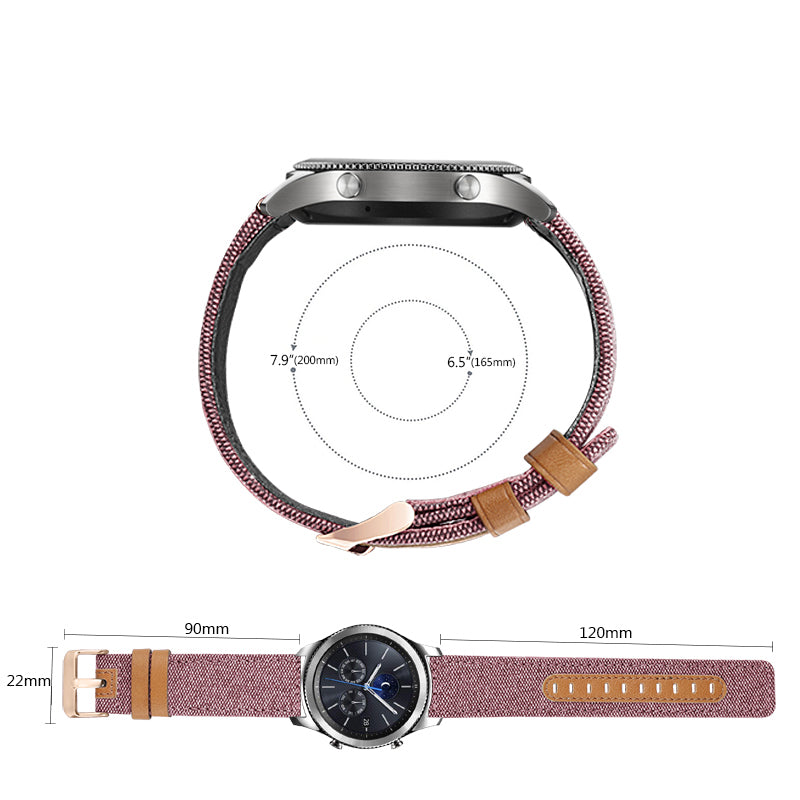 For Huawei Watch GT 3 Pro 43mm / 46mm / Watch GT 2 Pro 22mm Watch Strap Canvas Coated Genuine Leather Adjustable Wrist Band Replacement