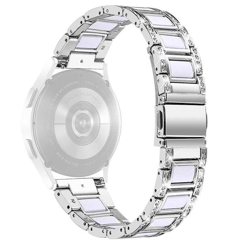 For Huawei Watch GT 2 42mm / Watch 2 / Honor Magic Watch 2 42mm Stainless Steel + Resin Watch Strap Quick Release Watch Band Rhinestone Decoration Watchband