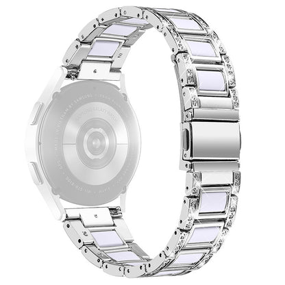 For Huawei Watch GT 2 42mm / Watch 2 / Honor Magic Watch 2 42mm Stainless Steel + Resin Watch Strap Quick Release Watch Band Rhinestone Decoration Watchband