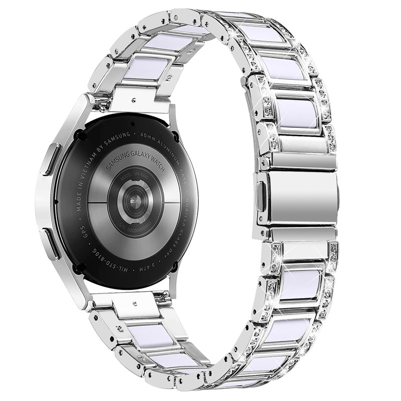 For Huawei Watch GT 2 42mm / Watch 2 / Honor Magic Watch 2 42mm Stainless Steel + Resin Watch Strap Quick Release Watch Band Rhinestone Decoration Watchband