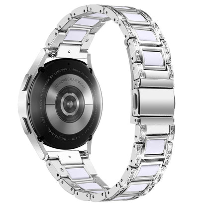 For Huawei Watch GT 2 42mm / Watch 2 / Honor Magic Watch 2 42mm Stainless Steel + Resin Watch Strap Quick Release Watch Band Rhinestone Decoration Watchband