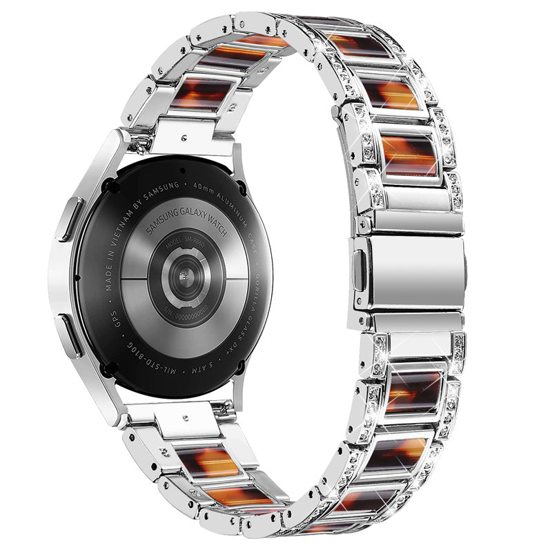 For Huawei Watch GT 2 42mm / Watch 2 / Honor Magic Watch 2 42mm Stainless Steel + Resin Watch Strap Quick Release Watch Band Rhinestone Decoration Watchband