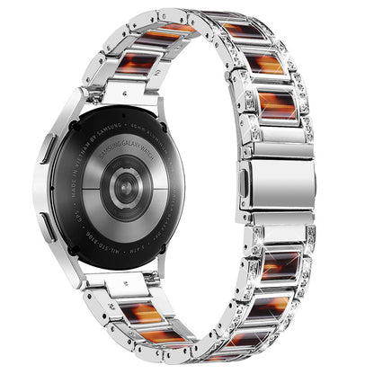 For Huawei Watch GT 2 42mm / Watch 2 / Honor Magic Watch 2 42mm Stainless Steel + Resin Watch Strap Quick Release Watch Band Rhinestone Decoration Watchband