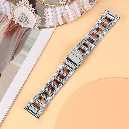 For Huawei Watch GT 2 42mm / Watch 2 / Honor Magic Watch 2 42mm Stainless Steel + Resin Watch Strap Quick Release Watch Band Rhinestone Decoration Watchband