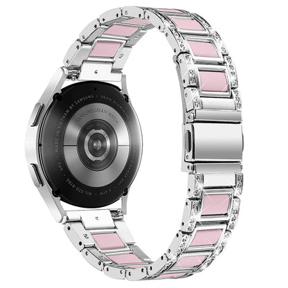 For Huawei Watch GT 2 42mm / Watch 2 / Honor Magic Watch 2 42mm Stainless Steel + Resin Watch Strap Quick Release Watch Band Rhinestone Decoration Watchband