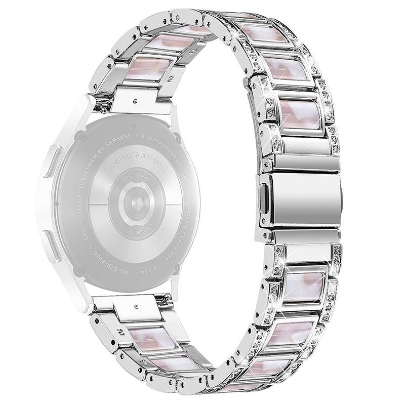 For Huawei Watch GT 2 42mm / Watch 2 / Honor Magic Watch 2 42mm Stainless Steel + Resin Watch Strap Quick Release Watch Band Rhinestone Decoration Watchband