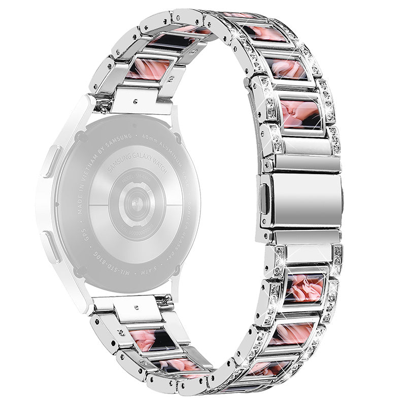 For Huawei Watch GT 2 42mm / Watch 2 / Honor Magic Watch 2 42mm Stainless Steel + Resin Watch Strap Quick Release Watch Band Rhinestone Decoration Watchband