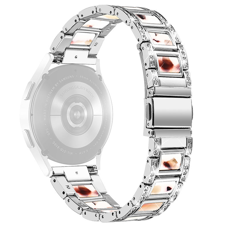 For Huawei Watch GT 2 42mm / Watch 2 / Honor Magic Watch 2 42mm Stainless Steel + Resin Watch Strap Quick Release Watch Band Rhinestone Decoration Watchband