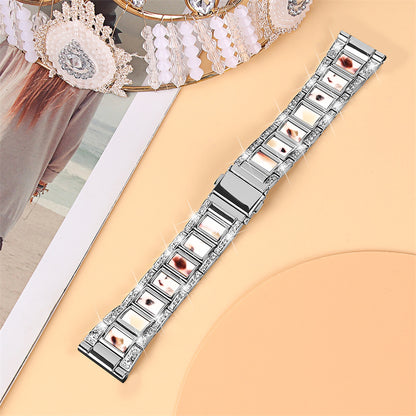 For Huawei Watch GT 2 42mm / Watch 2 / Honor Magic Watch 2 42mm Stainless Steel + Resin Watch Strap Quick Release Watch Band Rhinestone Decoration Watchband