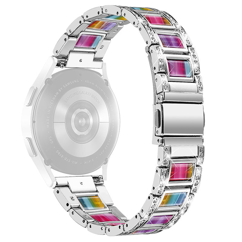 For Huawei Watch GT 2 42mm / Watch 2 / Honor Magic Watch 2 42mm Stainless Steel + Resin Watch Strap Quick Release Watch Band Rhinestone Decoration Watchband