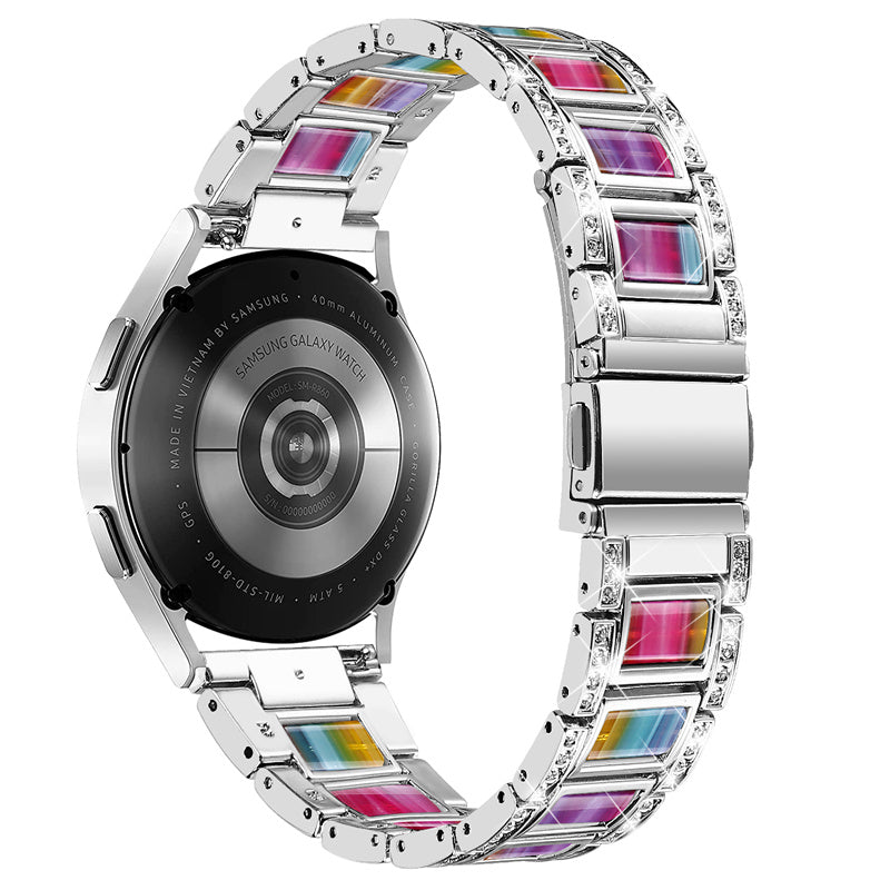 For Huawei Watch GT 2 42mm / Watch 2 / Honor Magic Watch 2 42mm Stainless Steel + Resin Watch Strap Quick Release Watch Band Rhinestone Decoration Watchband
