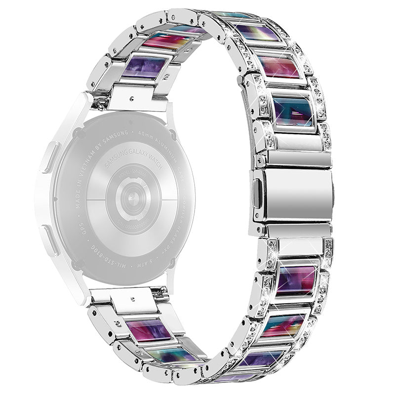 For Huawei Watch GT 2 42mm / Watch 2 / Honor Magic Watch 2 42mm Stainless Steel + Resin Watch Strap Quick Release Watch Band Rhinestone Decoration Watchband