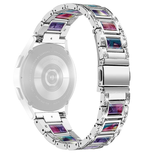 For Huawei Watch GT 2 42mm / Watch 2 / Honor Magic Watch 2 42mm Stainless Steel + Resin Watch Strap Quick Release Watch Band Rhinestone Decoration Watchband