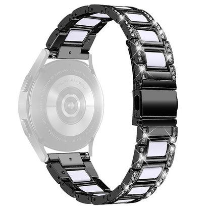 For Huawei Watch GT 2 42mm / Watch 2 / Honor MagicWatch 2 42mm Stainless Steel Watch Band Rhinestone Decor Resin Wrist Strap