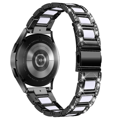 For Huawei Watch GT 2 42mm / Watch 2 / Honor MagicWatch 2 42mm Stainless Steel Watch Band Rhinestone Decor Resin Wrist Strap