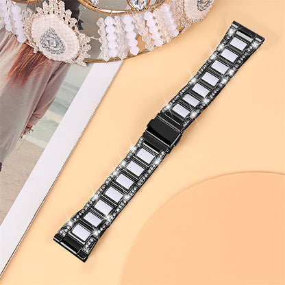 For Huawei Watch GT 2 42mm / Watch 2 / Honor MagicWatch 2 42mm Stainless Steel Watch Band Rhinestone Decor Resin Wrist Strap