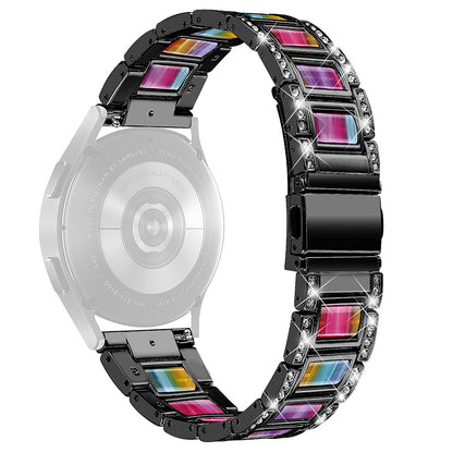 For Huawei Watch GT 2 42mm / Watch 2 / Honor MagicWatch 2 42mm Stainless Steel Watch Band Rhinestone Decor Resin Wrist Strap