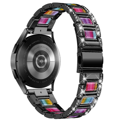 For Huawei Watch GT 2 42mm / Watch 2 / Honor MagicWatch 2 42mm Stainless Steel Watch Band Rhinestone Decor Resin Wrist Strap