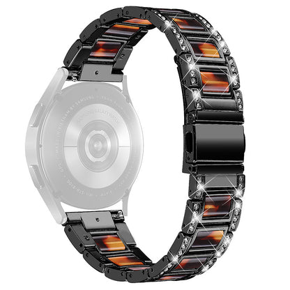 For Huawei Watch GT 2 42mm / Watch 2 / Honor MagicWatch 2 42mm Stainless Steel Watch Band Rhinestone Decor Resin Wrist Strap