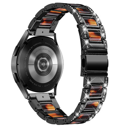 For Huawei Watch GT 2 42mm / Watch 2 / Honor MagicWatch 2 42mm Stainless Steel Watch Band Rhinestone Decor Resin Wrist Strap