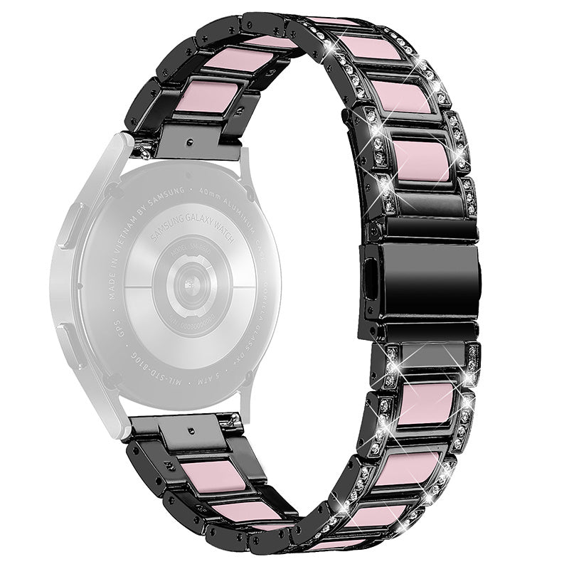 For Huawei Watch GT 2 42mm / Watch 2 / Honor MagicWatch 2 42mm Stainless Steel Watch Band Rhinestone Decor Resin Wrist Strap