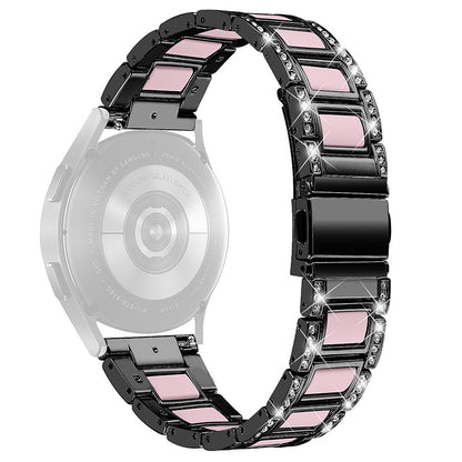 For Huawei Watch GT 2 42mm / Watch 2 / Honor MagicWatch 2 42mm Stainless Steel Watch Band Rhinestone Decor Resin Wrist Strap