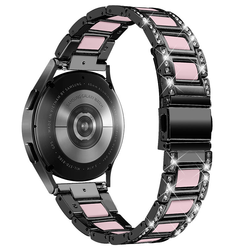 For Huawei Watch GT 2 42mm / Watch 2 / Honor MagicWatch 2 42mm Stainless Steel Watch Band Rhinestone Decor Resin Wrist Strap