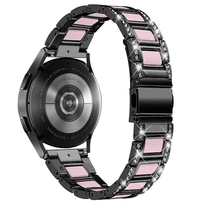 For Huawei Watch GT 2 42mm / Watch 2 / Honor MagicWatch 2 42mm Stainless Steel Watch Band Rhinestone Decor Resin Wrist Strap