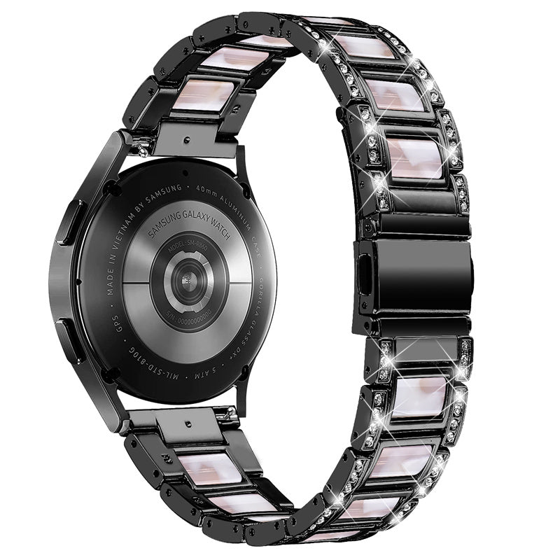 For Huawei Watch GT 2 42mm / Watch 2 / Honor MagicWatch 2 42mm Stainless Steel Watch Band Rhinestone Decor Resin Wrist Strap