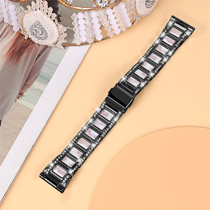 For Huawei Watch GT 2 42mm / Watch 2 / Honor MagicWatch 2 42mm Stainless Steel Watch Band Rhinestone Decor Resin Wrist Strap