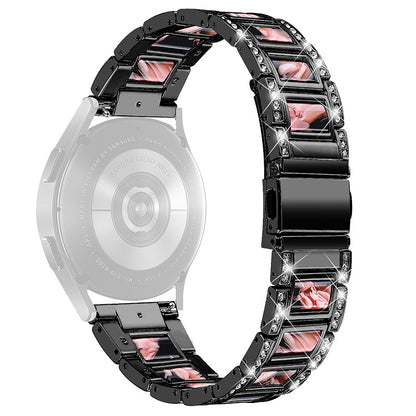 For Huawei Watch GT 2 42mm / Watch 2 / Honor MagicWatch 2 42mm Stainless Steel Watch Band Rhinestone Decor Resin Wrist Strap