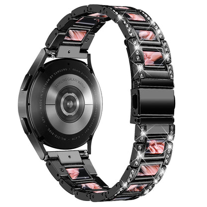 For Huawei Watch GT 2 42mm / Watch 2 / Honor MagicWatch 2 42mm Stainless Steel Watch Band Rhinestone Decor Resin Wrist Strap