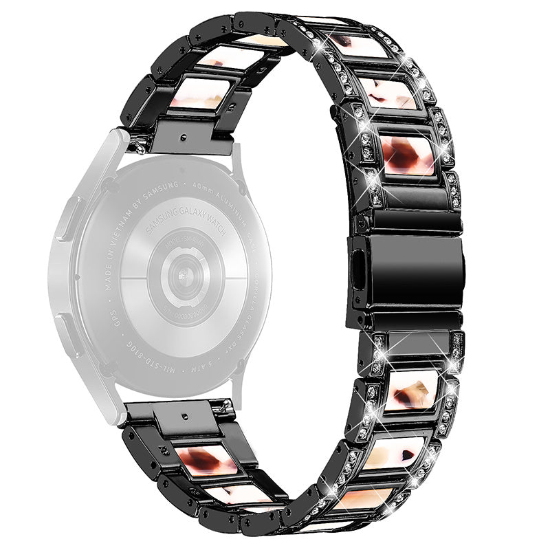 For Huawei Watch GT 2 42mm / Watch 2 / Honor MagicWatch 2 42mm Stainless Steel Watch Band Rhinestone Decor Resin Wrist Strap
