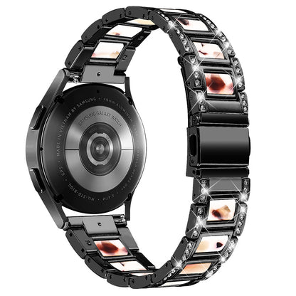 For Huawei Watch GT 2 42mm / Watch 2 / Honor MagicWatch 2 42mm Stainless Steel Watch Band Rhinestone Decor Resin Wrist Strap