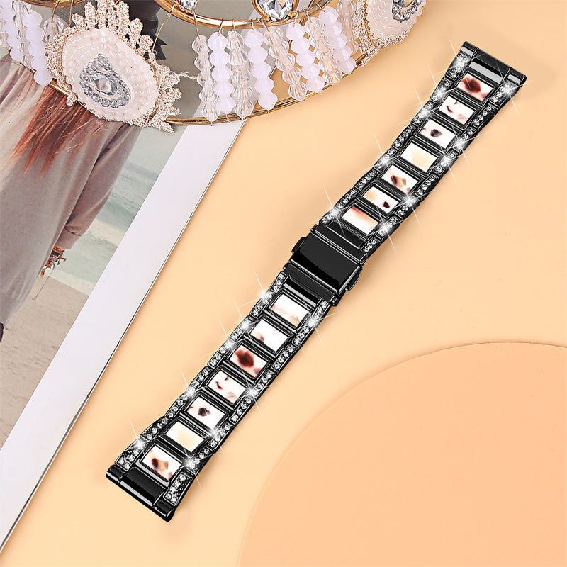 For Huawei Watch GT 2 42mm / Watch 2 / Honor MagicWatch 2 42mm Stainless Steel Watch Band Rhinestone Decor Resin Wrist Strap