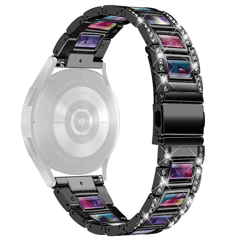 For Huawei Watch GT 2 42mm / Watch 2 / Honor MagicWatch 2 42mm Stainless Steel Watch Band Rhinestone Decor Resin Wrist Strap
