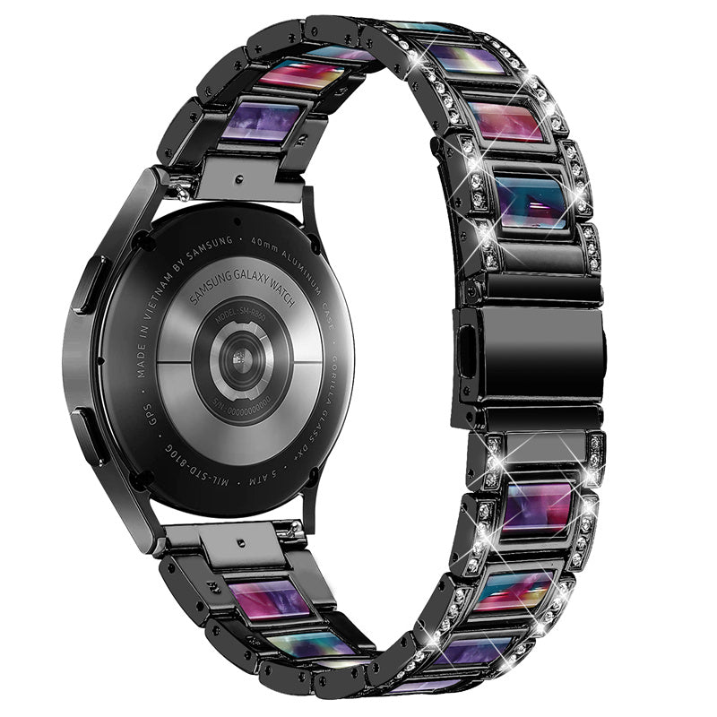 For Huawei Watch GT 2 42mm / Watch 2 / Honor MagicWatch 2 42mm Stainless Steel Watch Band Rhinestone Decor Resin Wrist Strap