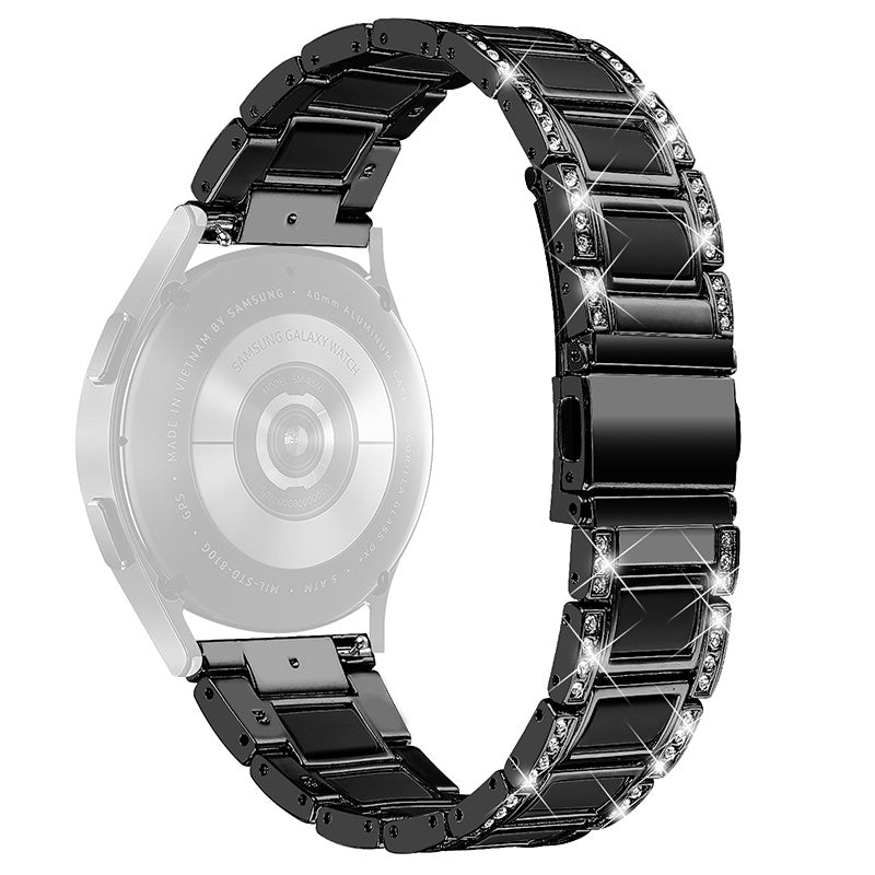 For Huawei Watch GT 2 42mm / Watch 2 / Honor MagicWatch 2 42mm Stainless Steel Watch Band Rhinestone Decor Resin Wrist Strap