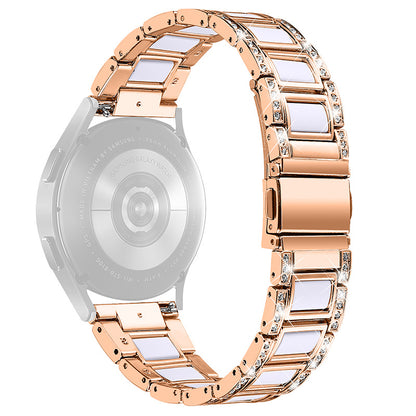 For Huawei Watch GT 2 42mm / Watch 2 / Honor MagicWatch 2 42mm Stainless Steel Watch Band Rhinestone Decor Resin Wrist Strap