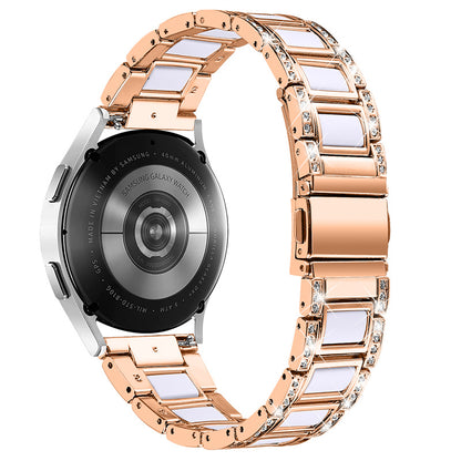 For Huawei Watch GT 2 42mm / Watch 2 / Honor MagicWatch 2 42mm Stainless Steel Watch Band Rhinestone Decor Resin Wrist Strap
