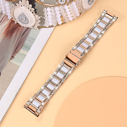 For Huawei Watch GT 2 42mm / Watch 2 / Honor MagicWatch 2 42mm Stainless Steel Watch Band Rhinestone Decor Resin Wrist Strap