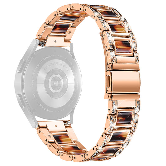 For Huawei Watch GT 2 42mm / Watch 2 / Honor MagicWatch 2 42mm Stainless Steel Watch Band Rhinestone Decor Resin Wrist Strap
