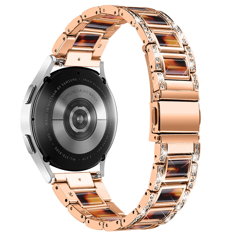 For Huawei Watch GT 2 42mm / Watch 2 / Honor MagicWatch 2 42mm Stainless Steel Watch Band Rhinestone Decor Resin Wrist Strap