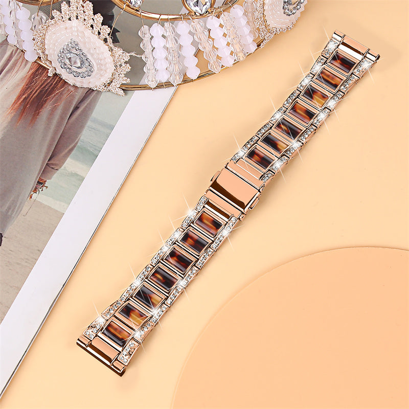 For Huawei Watch GT 2 42mm / Watch 2 / Honor MagicWatch 2 42mm Stainless Steel Watch Band Rhinestone Decor Resin Wrist Strap