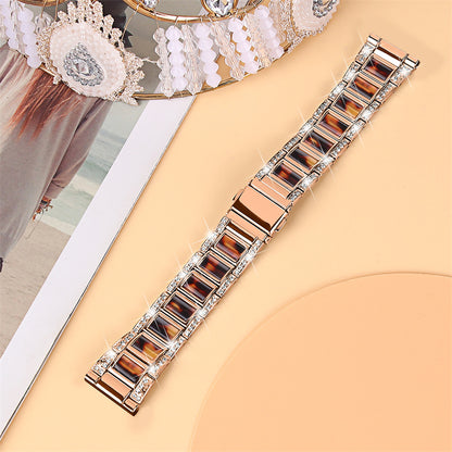 For Huawei Watch GT 2 42mm / Watch 2 / Honor MagicWatch 2 42mm Stainless Steel Watch Band Rhinestone Decor Resin Wrist Strap