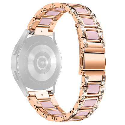 For Huawei Watch GT 2 42mm / Watch 2 / Honor MagicWatch 2 42mm Stainless Steel Watch Band Rhinestone Decor Resin Wrist Strap