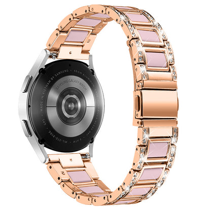 For Huawei Watch GT 2 42mm / Watch 2 / Honor MagicWatch 2 42mm Stainless Steel Watch Band Rhinestone Decor Resin Wrist Strap